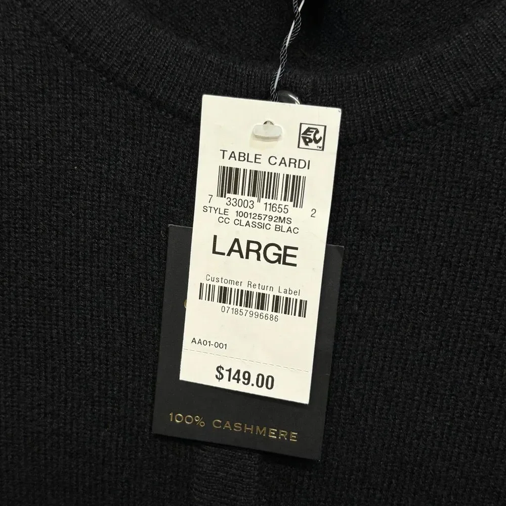 NWT Charter Club Women 100% Cashmere Cardigan Sweater Size Large Black C124 -22